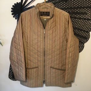 Barbour Quilted Pastel Beige Striped Jacket US 12
